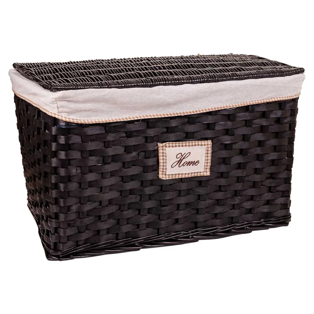 Set of 2 – lined wicker trunk – black — Photo 4