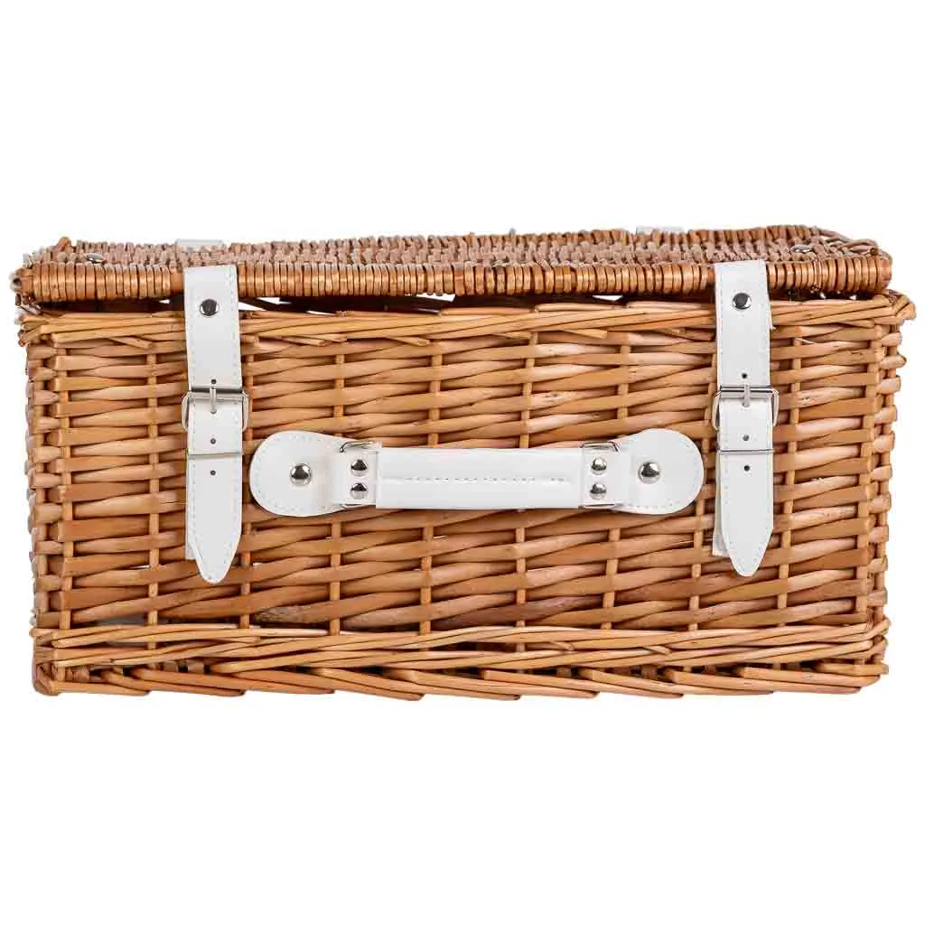 Cesta rectangular con tapa con asas de mimbre marrón — Foto 2
