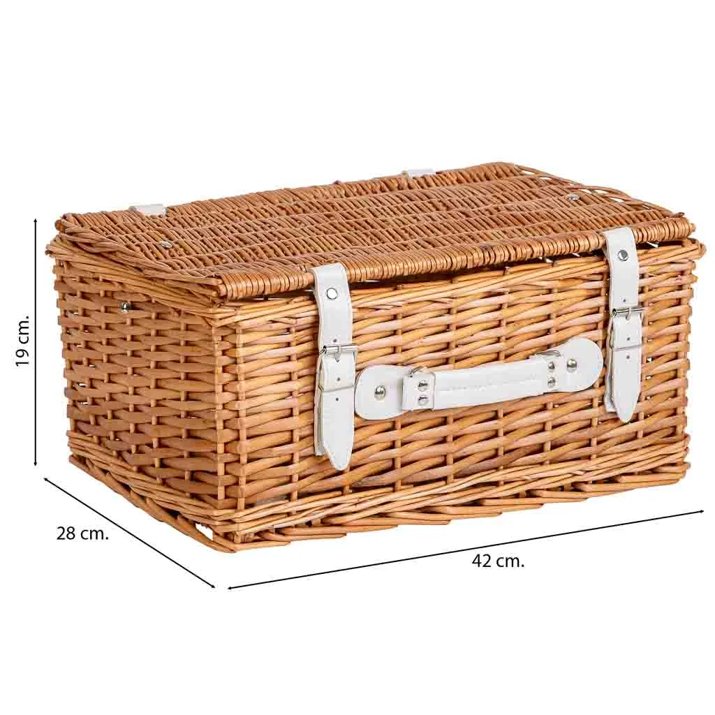 Cesta rectangular con tapa con asas de mimbre marrón — Foto 3