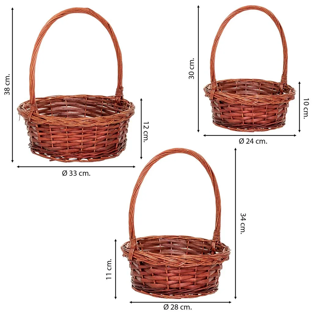 Set de 3 – cesta con asas de mimbre marrón — Foto 4