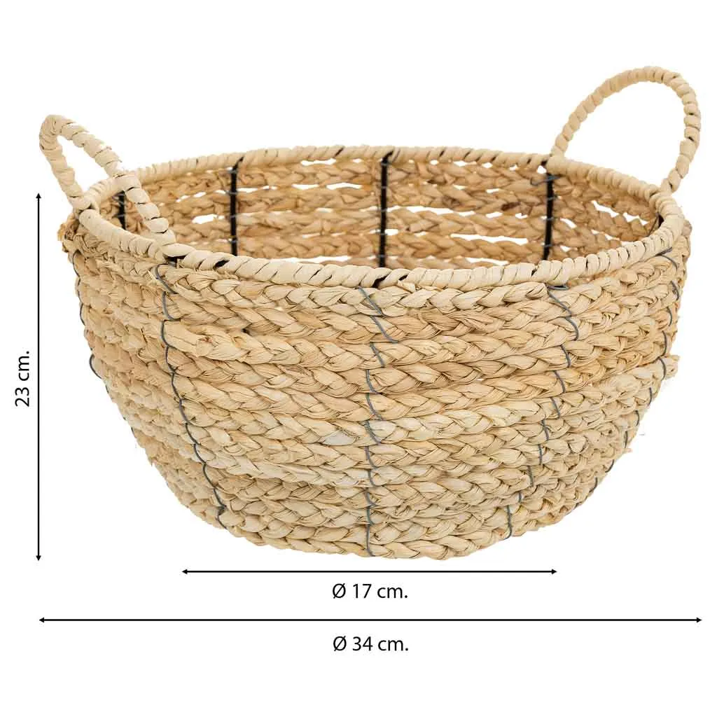 Cesta de fibra natural, cuerda y papel natural / marrón — Foto 4