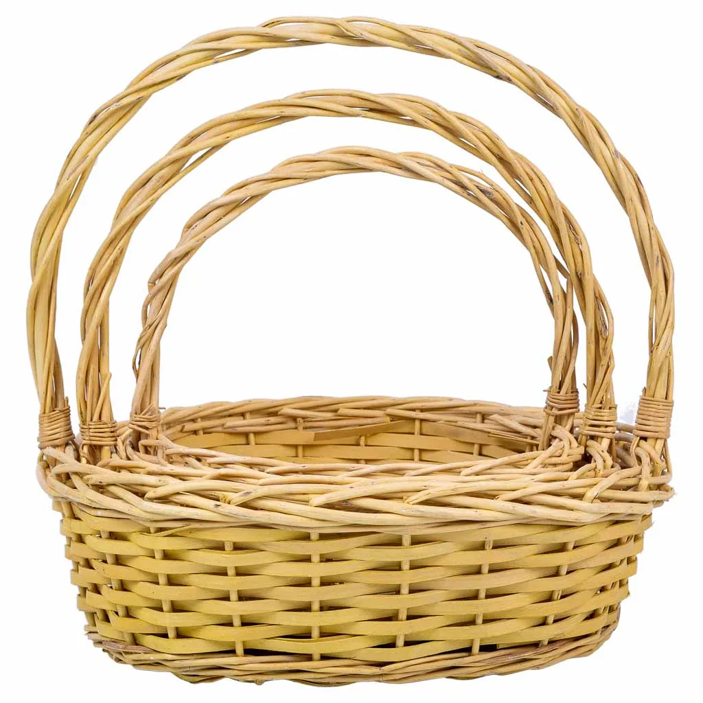 Set de 3 – cesta con asas de mimbre amarilla — Foto 2