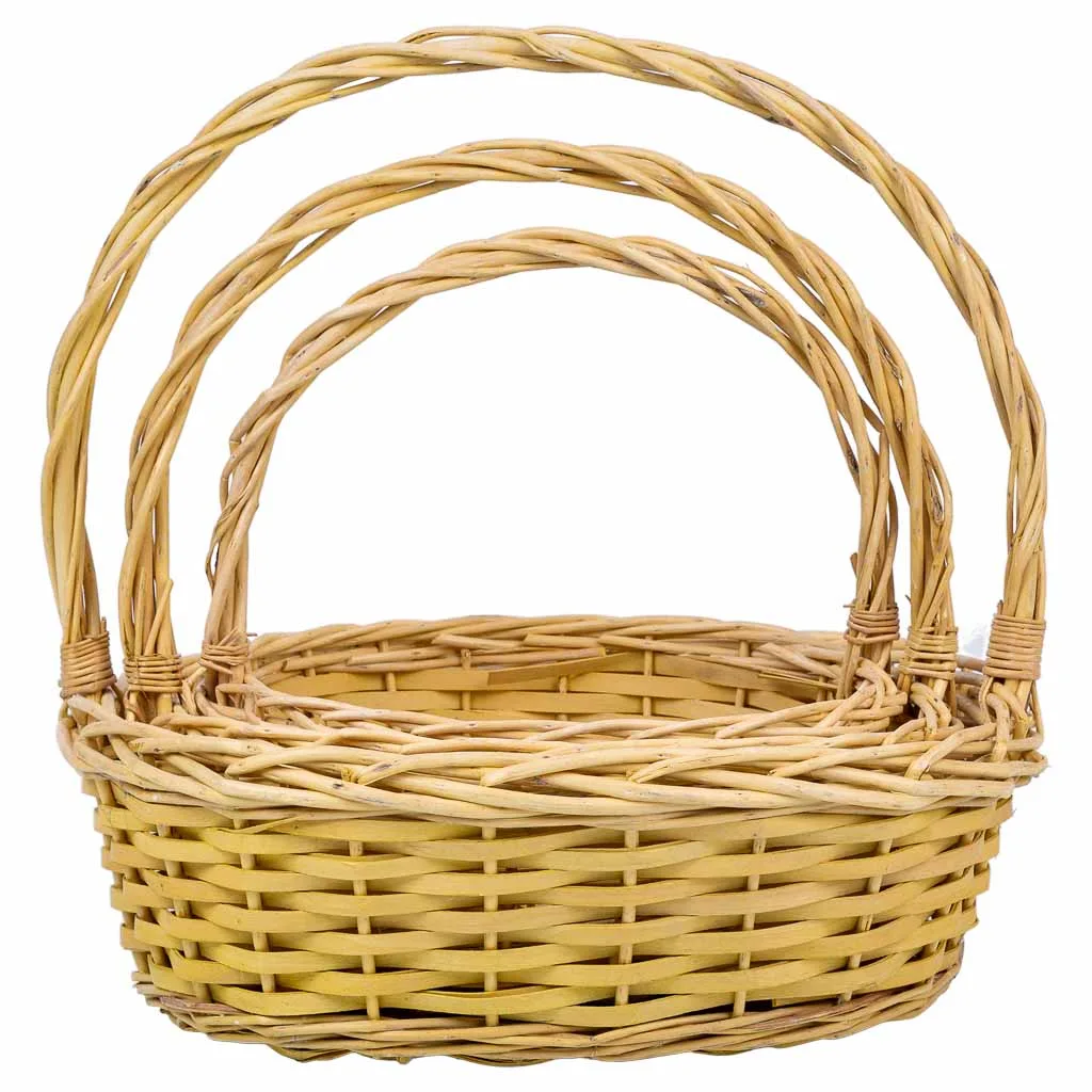 Set de 3 – cesta con asas de mimbre amarilla — Foto 4