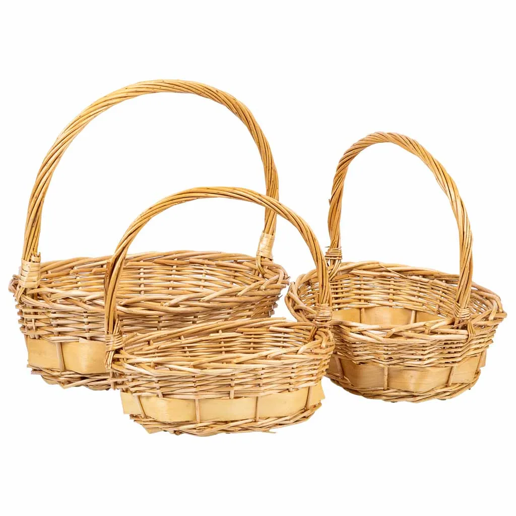 Set de 3 – cesta con asas de mimbre marrón — Foto 1