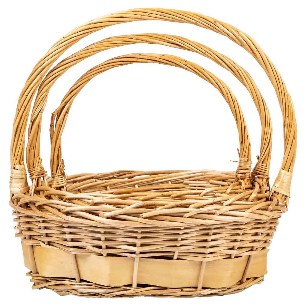 Set de 3 – cesta con asas de mimbre marrón — Foto 2