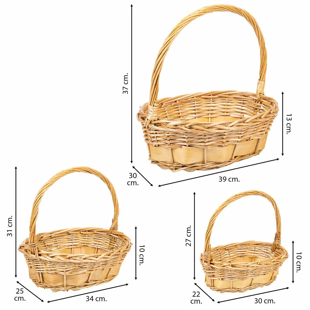 Set de 3 – cesta con asas de mimbre marrón — Foto 4