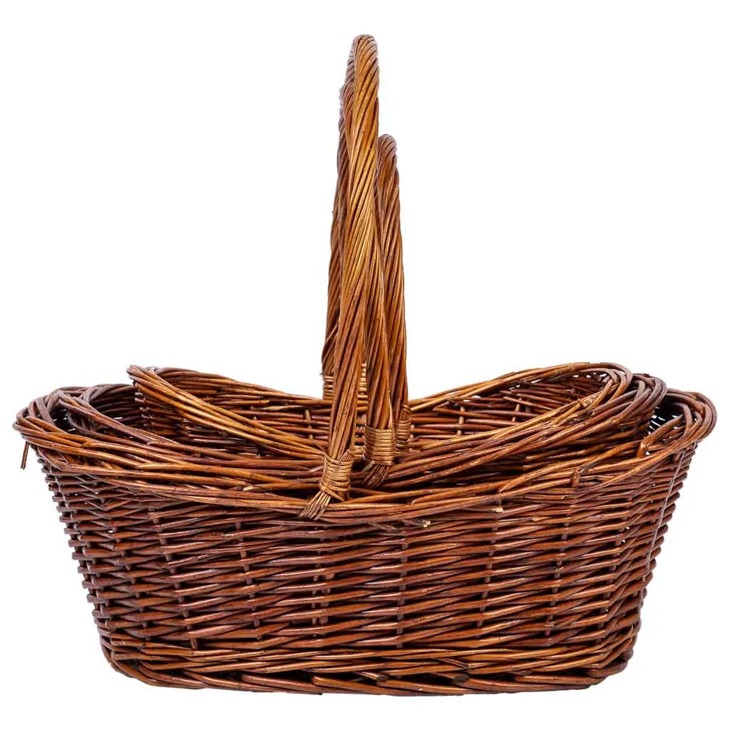 Set de 3 – cesta de mimbre marrón — Foto 2