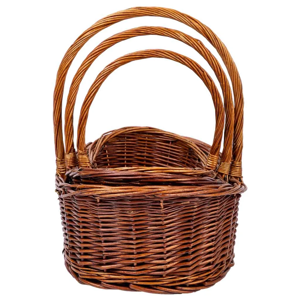 Set de 3 – cesta de mimbre marrón — Foto 3