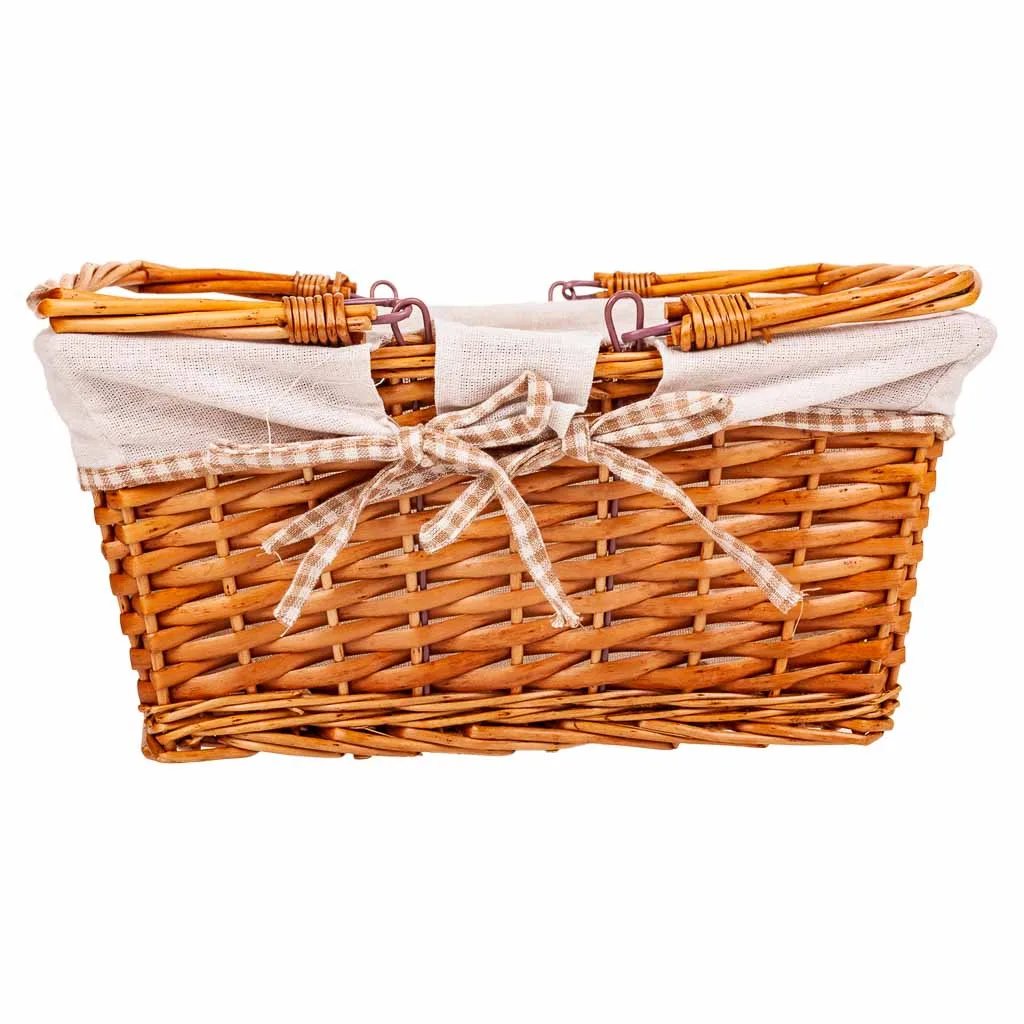 Lined folding wicker basket with handles – brown — Photo 2