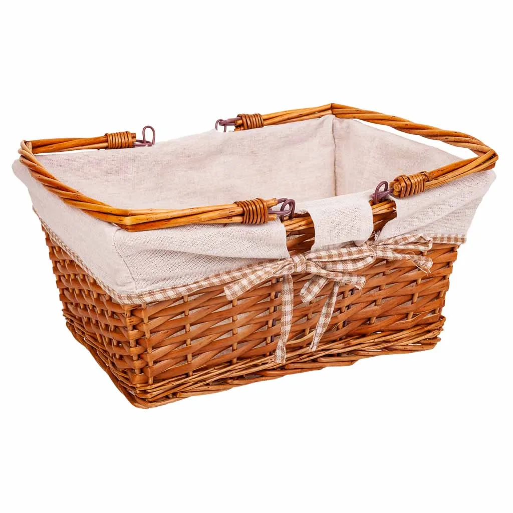 Lined folding wicker basket with handles – brown — Photo 4