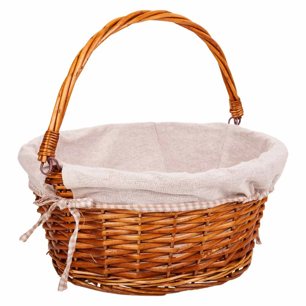 Lined folding wicker basket with handles – brown — Photo 2
