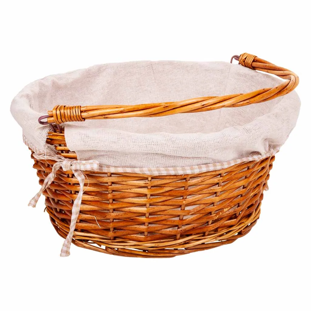 Lined folding wicker basket with handles – brown — Photo 3