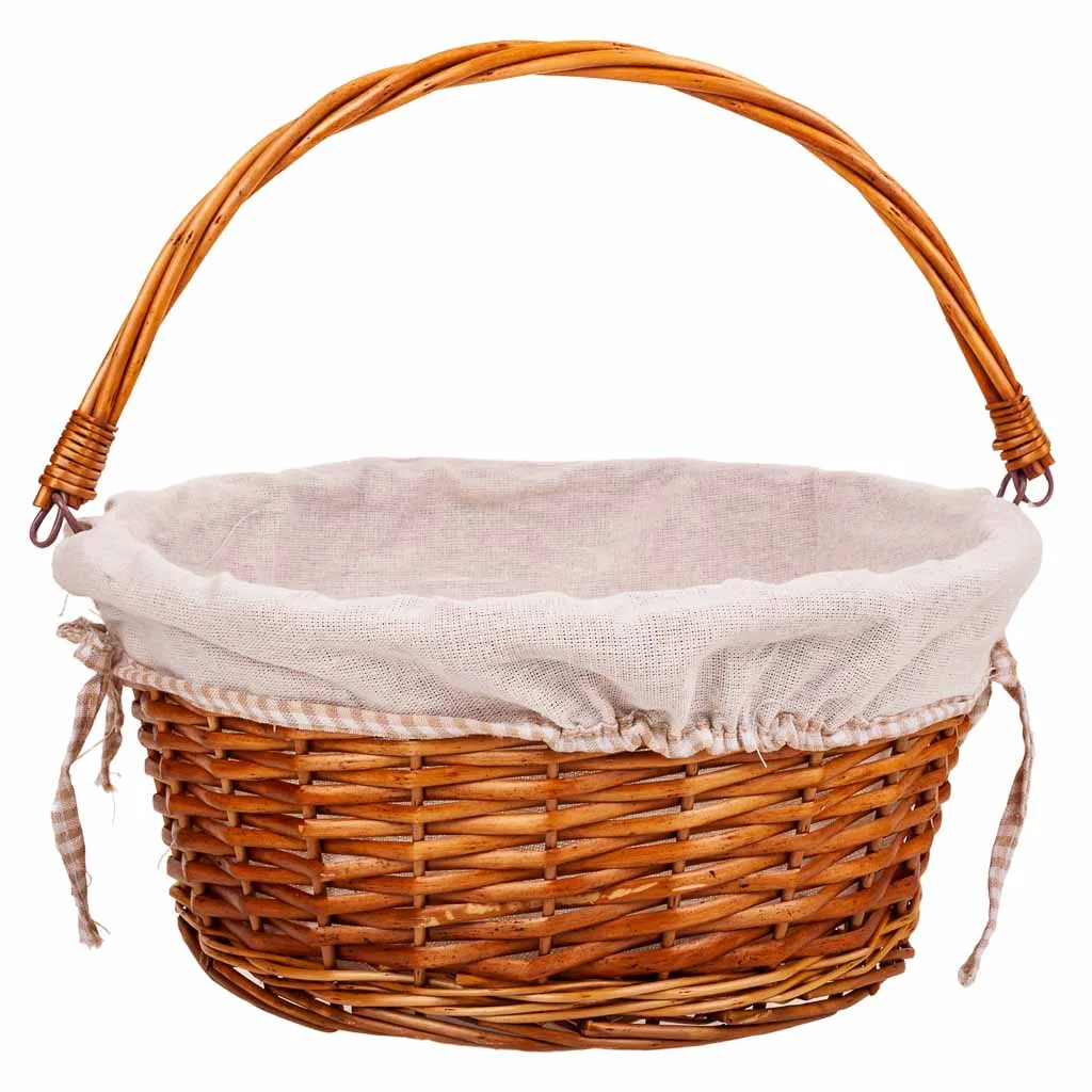 Lined folding wicker basket with handles – brown — Photo 4