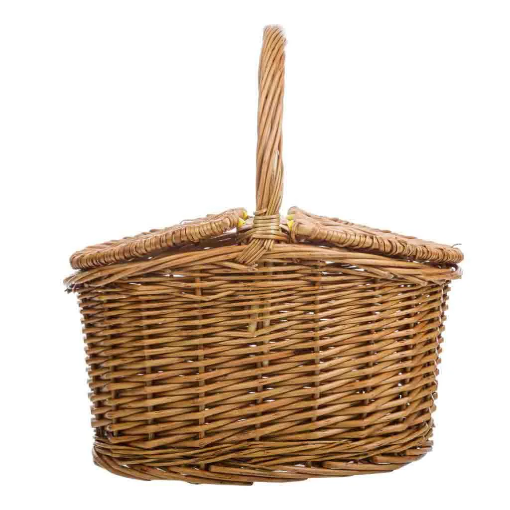 Wicker basket with lid – brown — Photo 3