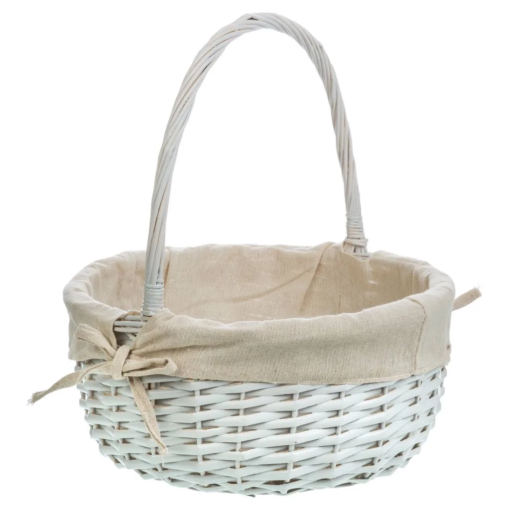 Set de 3 – cesta forrado de mimbre blanca — Foto 2