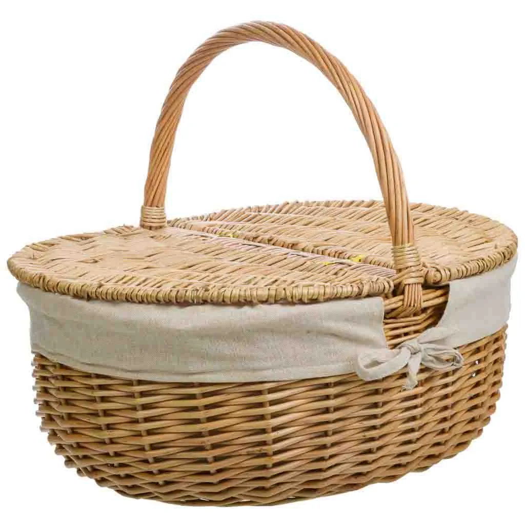 Lined wicker basket – brown — Photo 2