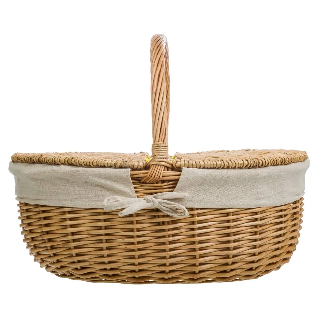 Lined wicker basket – brown — Photo 3