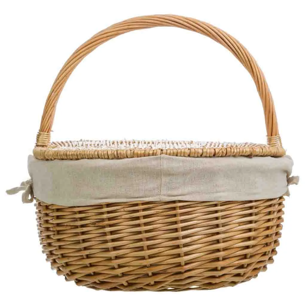 Lined wicker basket – brown — Photo 4