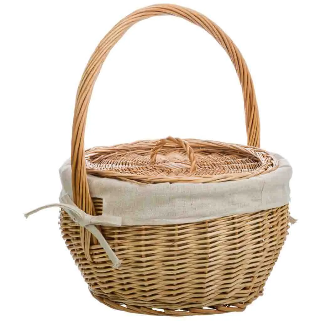 Lined wicker basket – brown — Photo 2