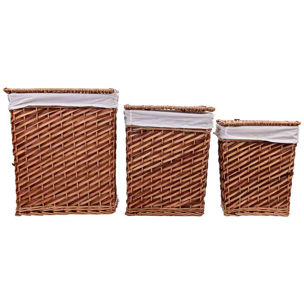 Set de 3 – cesto de mimbre marrón — Foto 2