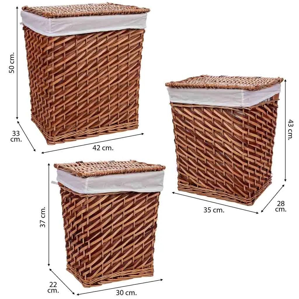 Set de 3 – cesto de mimbre marrón — Foto 3