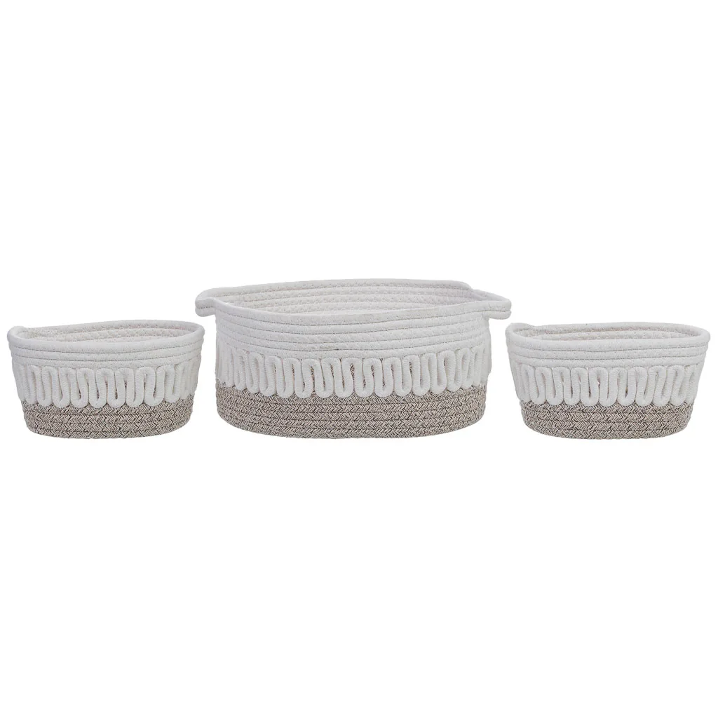 Set de 3 – cesto de algodón blanco — Foto 2