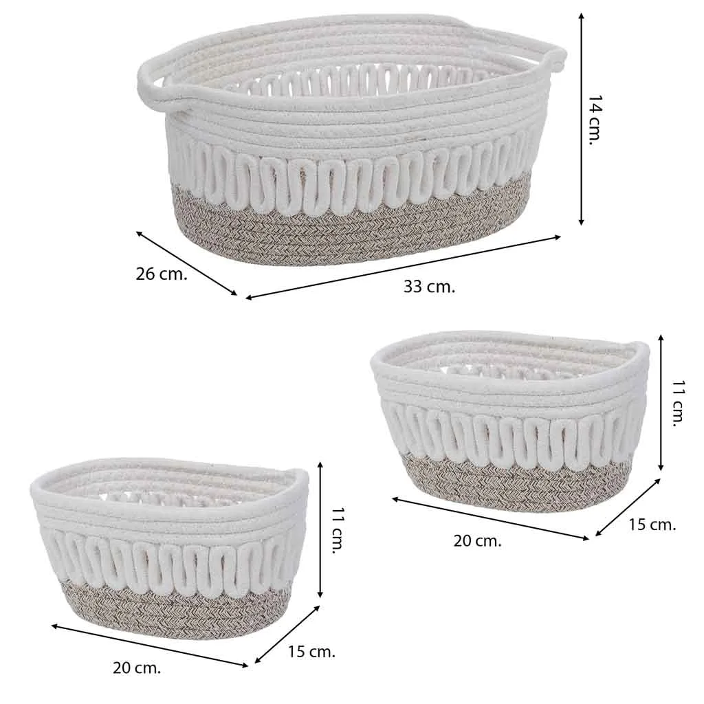 Set de 3 – cesto de algodón blanco — Foto 3