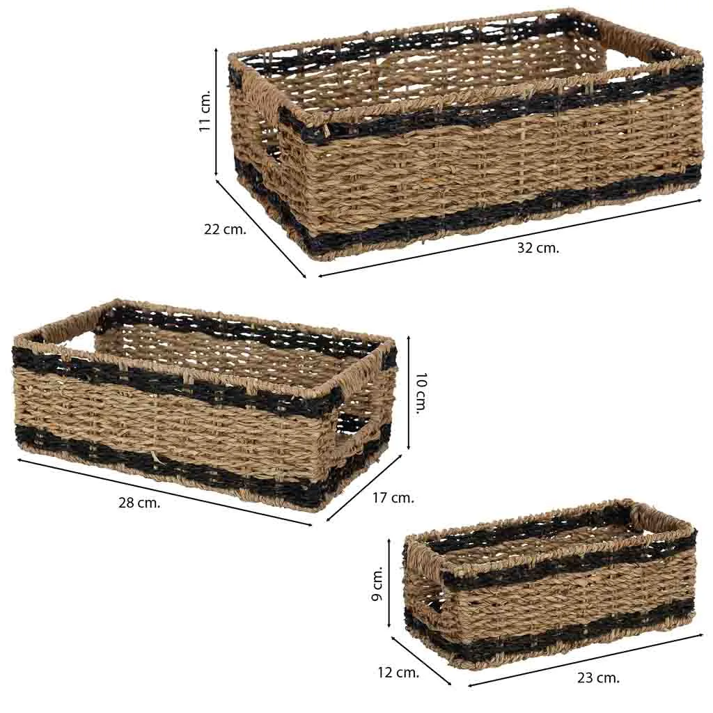 Lot de 3 – panier en jonc marron — Photo 3