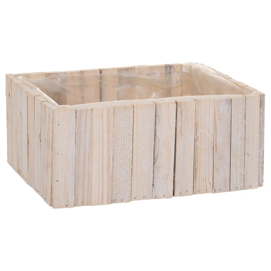 Set de 2 – cesto rectangular de madera marrón — Foto 3