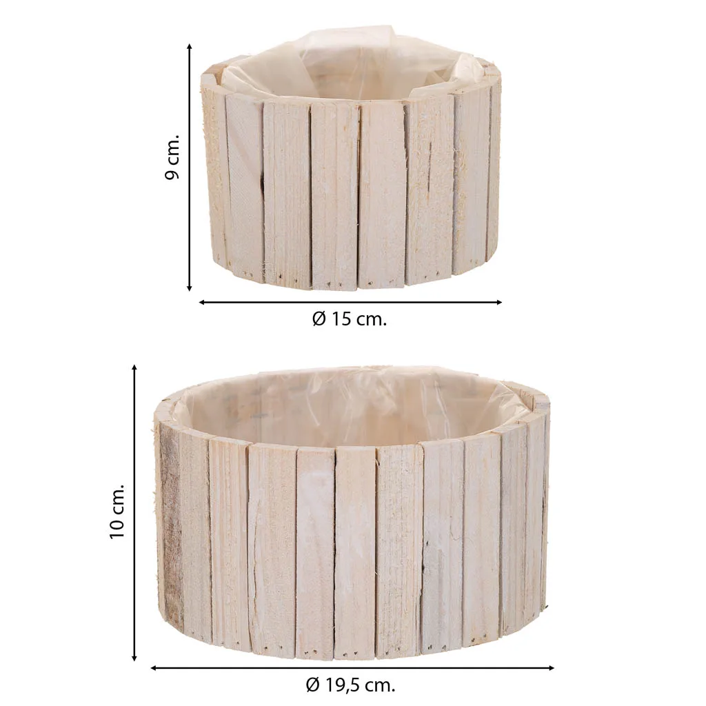 Set de 2 – cesto redondo de madera marrón — Foto 4