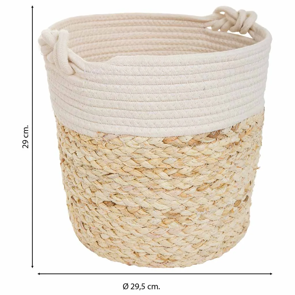 Cesto de fibra natural y algodón natural / marrón — Foto 4