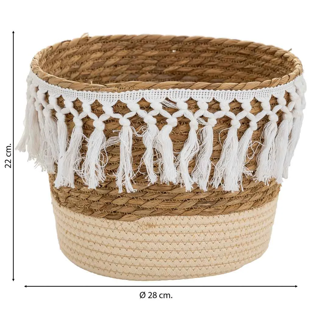 Cesto de fibra natural y algodón natural — Foto 4