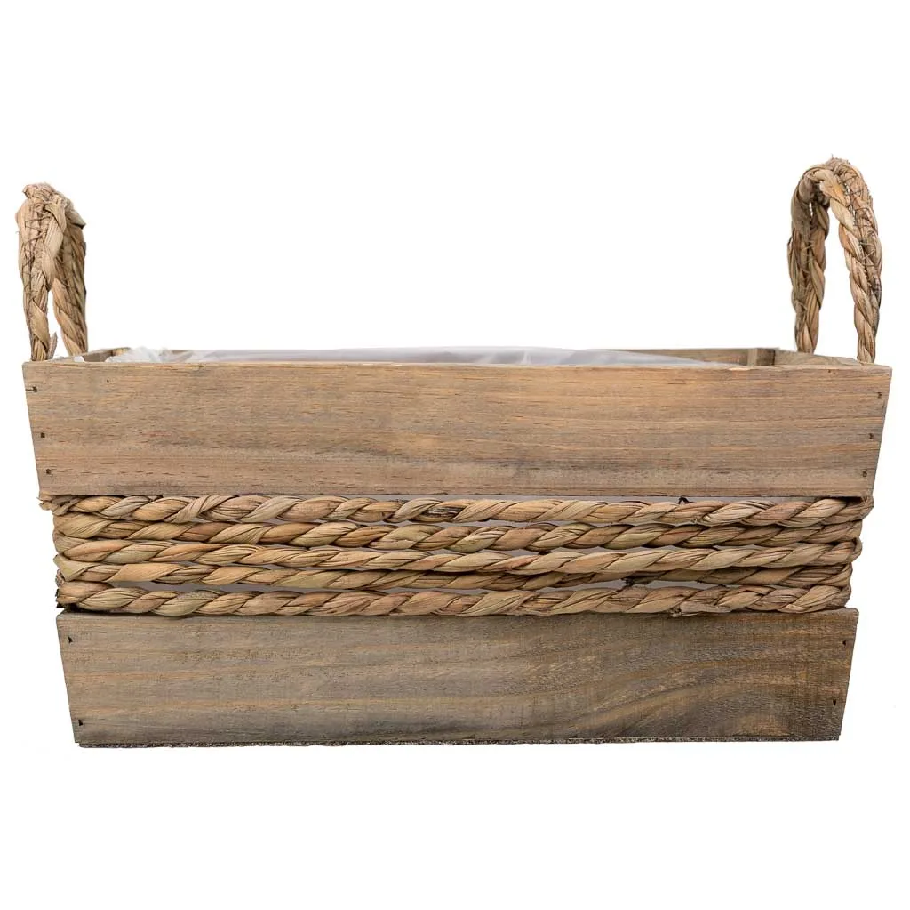 Panier à anses en bois et corde marron — Photo 4