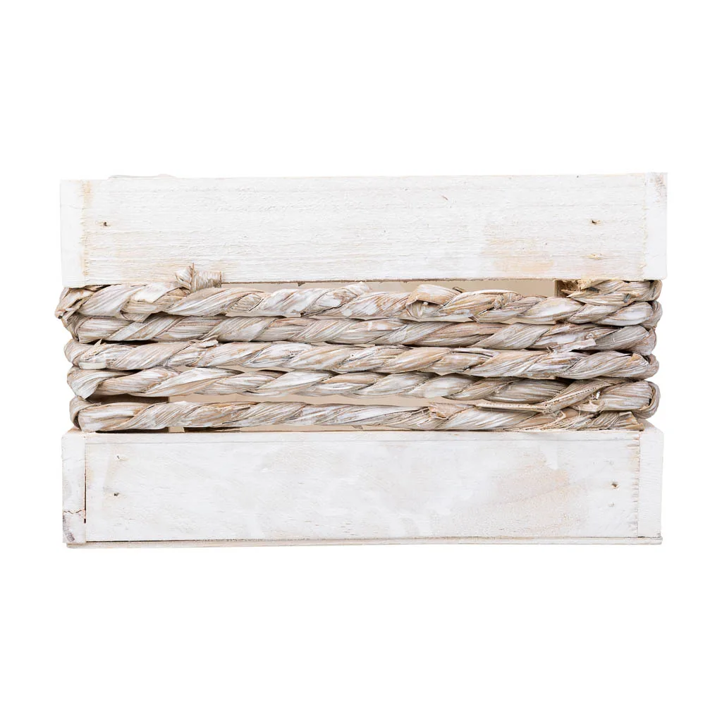 Cesto de madera y cuerda blanco — Foto 3