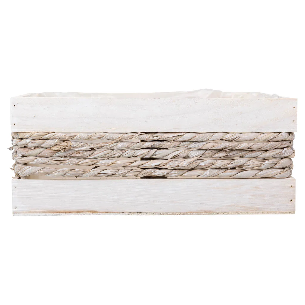 Cesto de madera y cuerda blanco — Foto 4