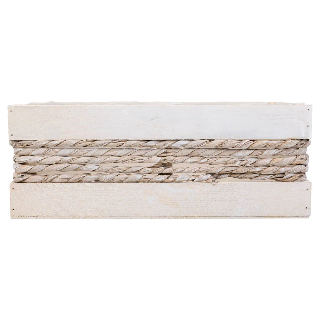 Cesto de madera y cuerda blanco — Foto 4