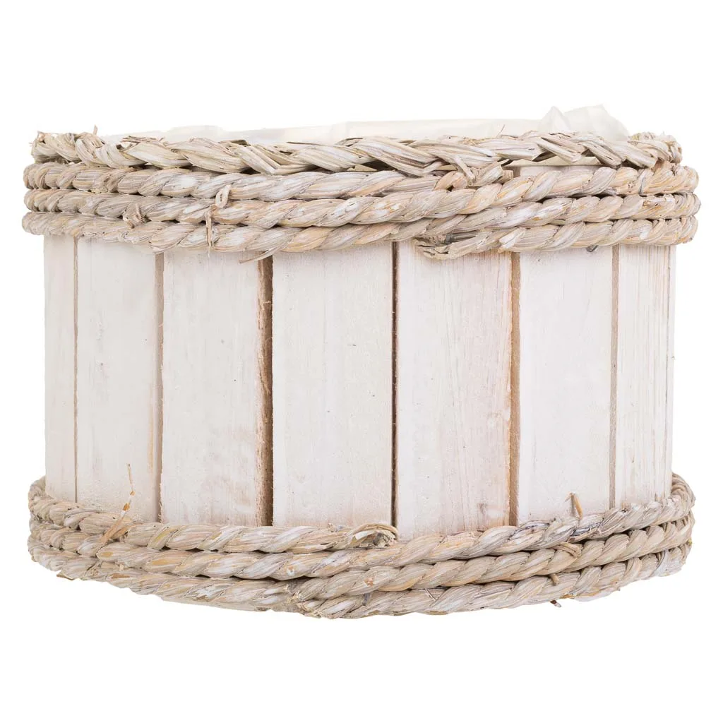Cesto de madera y cuerda blanco — Foto 2