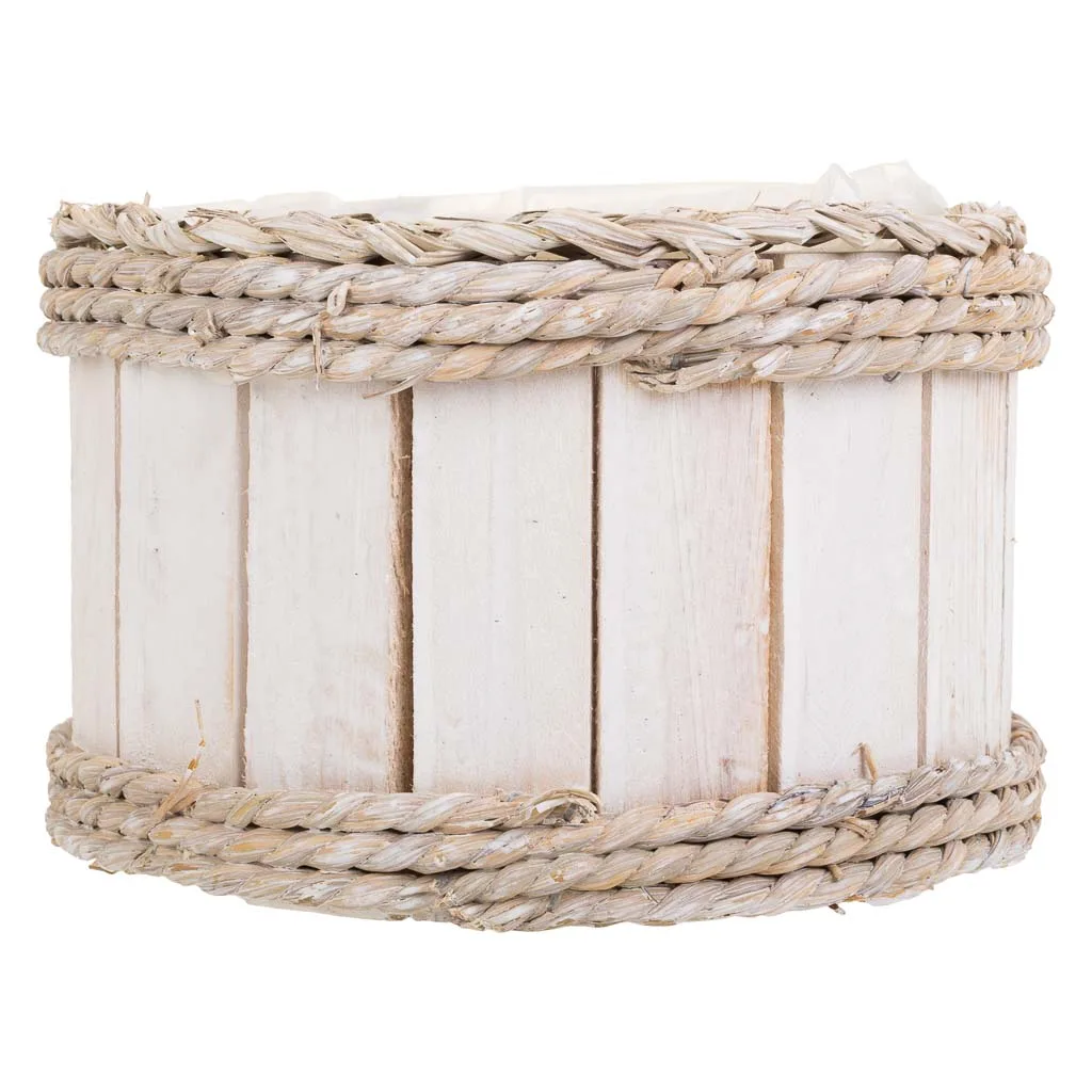 Cesto de madera y cuerda blanco — Foto 3