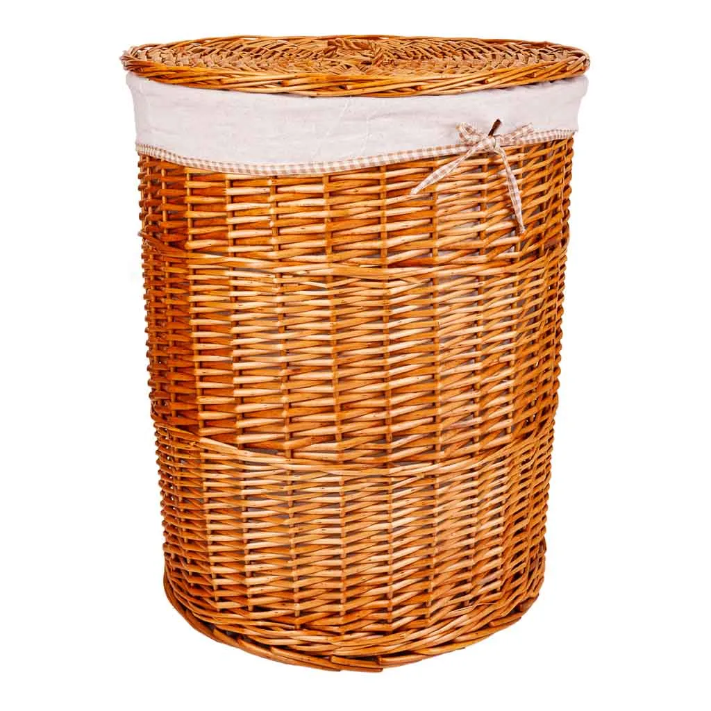 Lined wicker laundry basket – brown — Photo 2