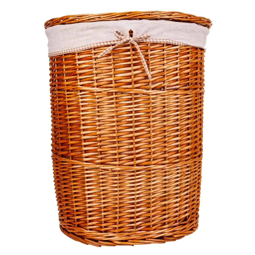 Lined wicker laundry basket – brown — Photo 3
