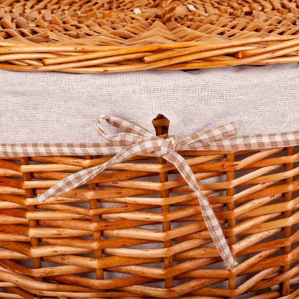 Lined wicker laundry basket – brown — Photo 4