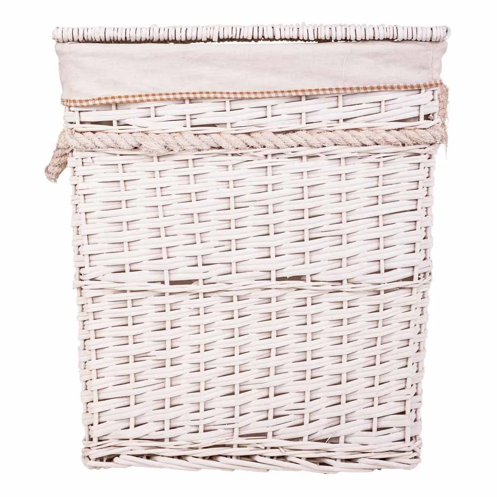 Lined wicker laundry basket – white — Photo 2