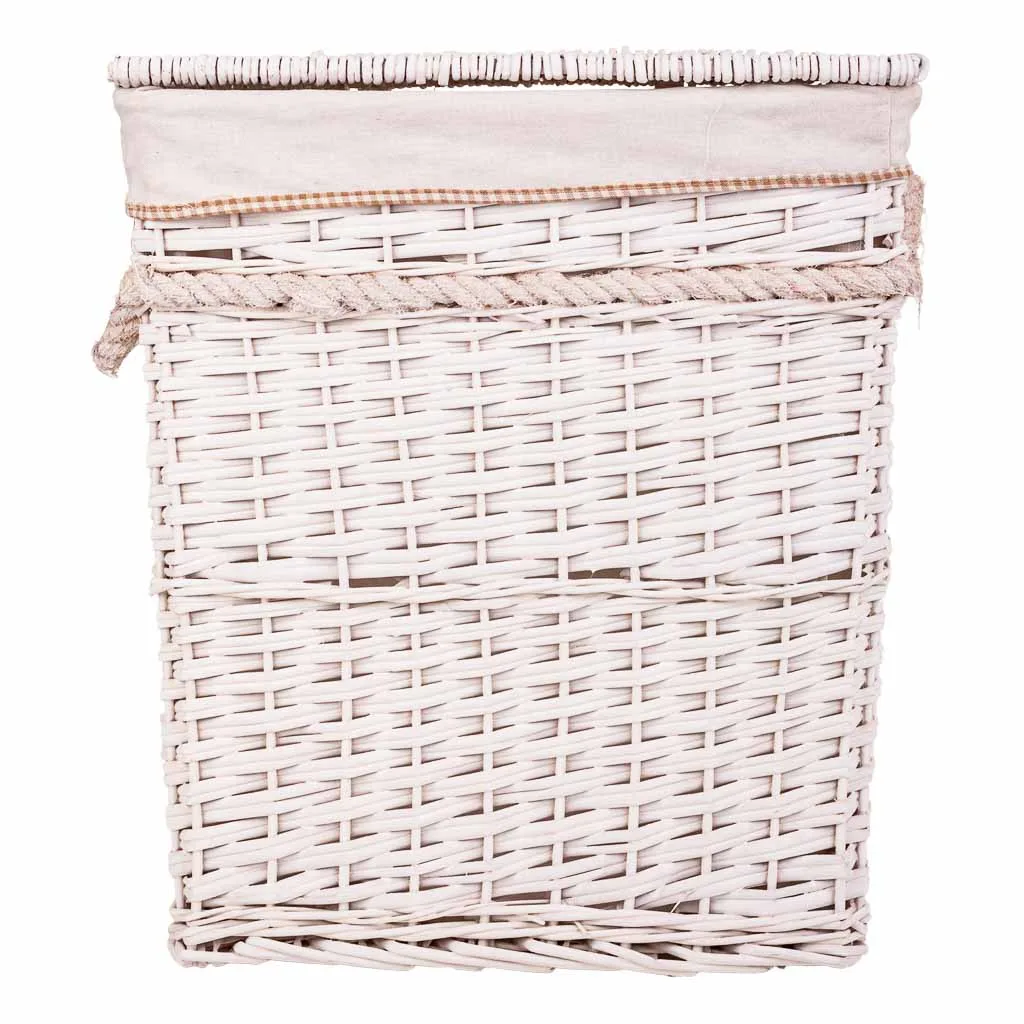 Lined wicker laundry basket – white — Photo 3