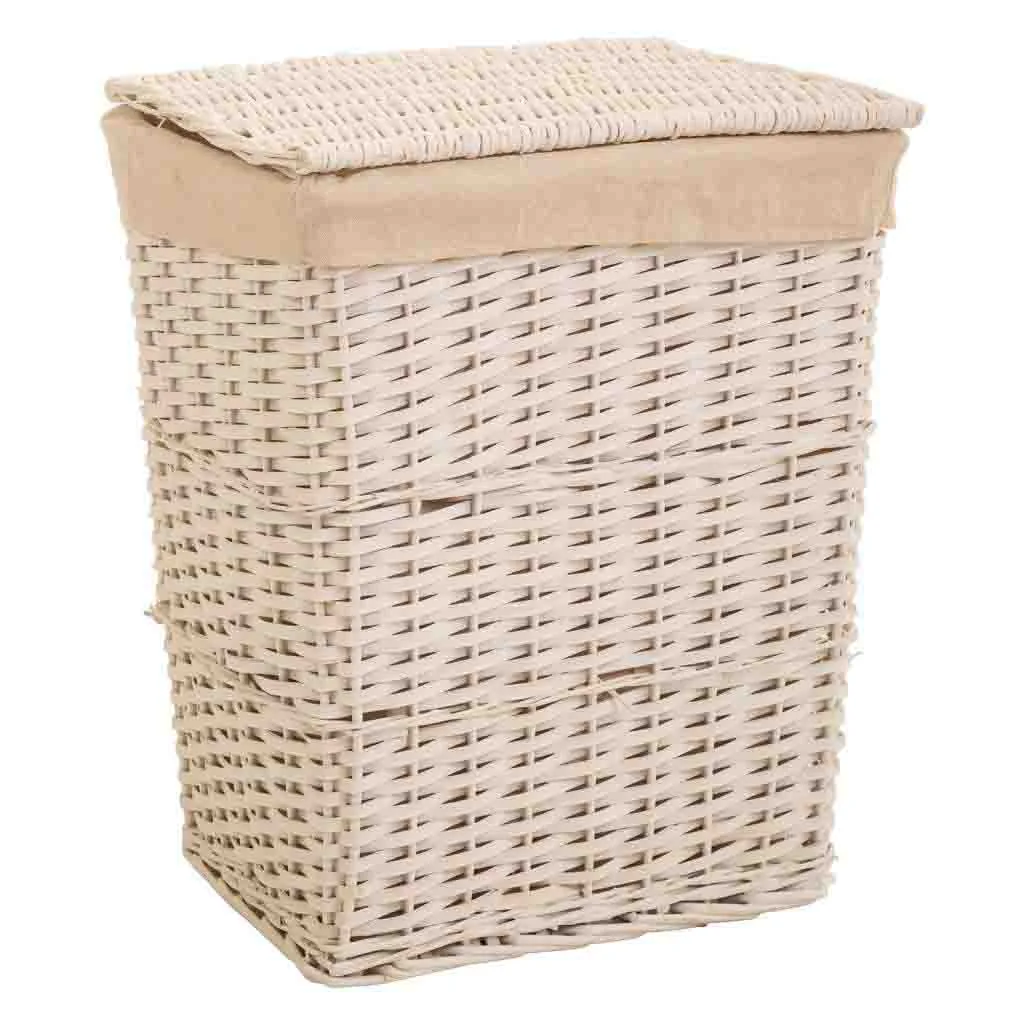 Set of 3 – lined wicker laundry basket – white — Photo 2