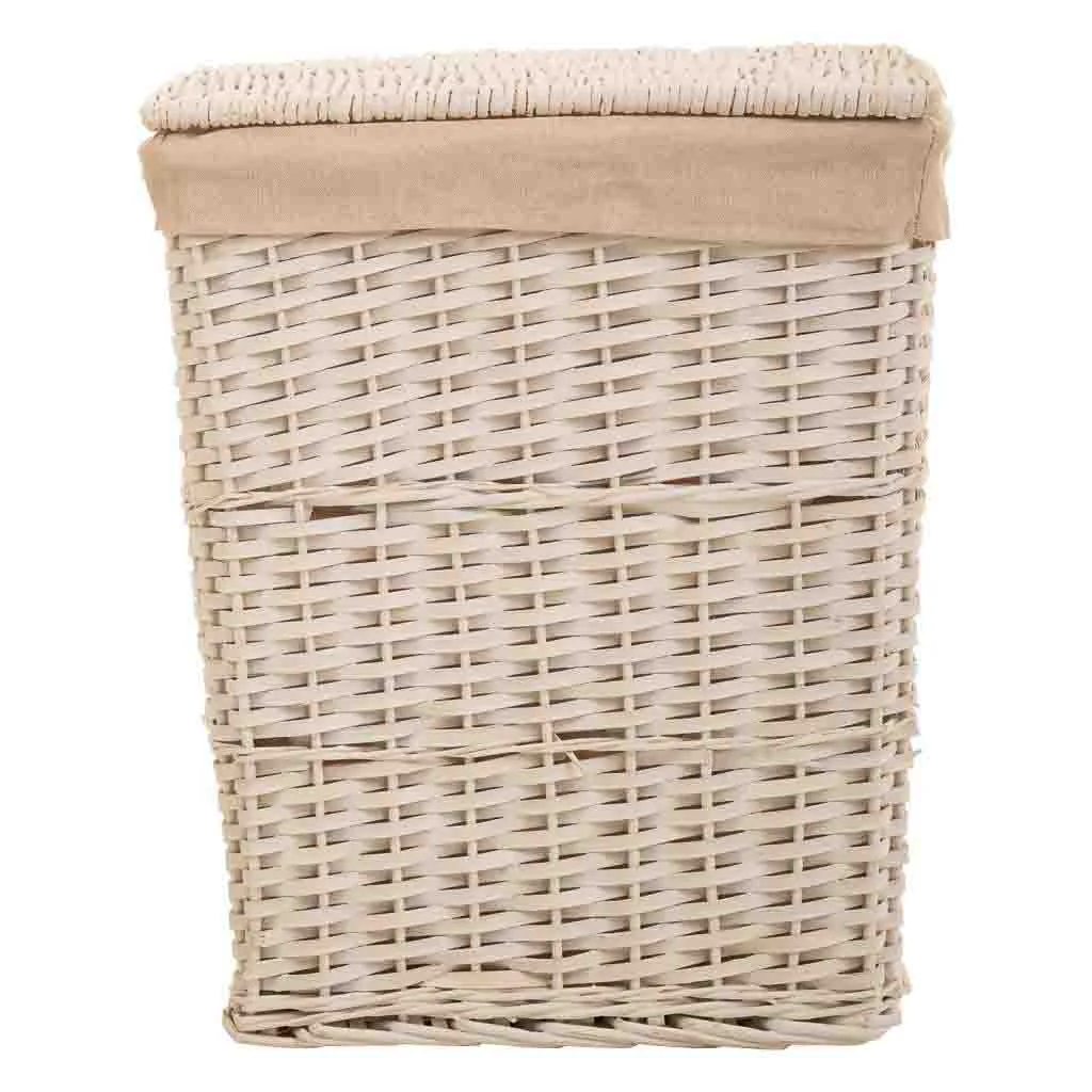 Set of 3 – lined wicker laundry basket – white — Photo 3