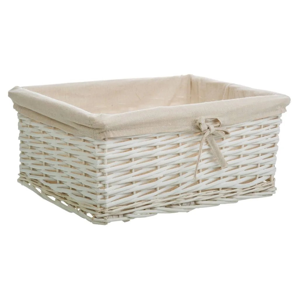 Set de 3 – cesto forrado de mimbre blanco — Foto 2