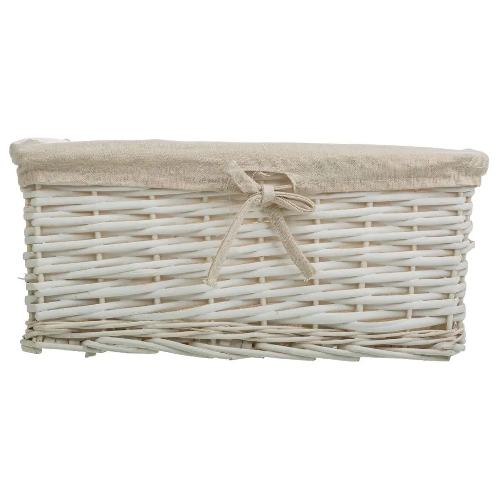 Set de 3 – cesto forrado de mimbre blanco — Foto 3