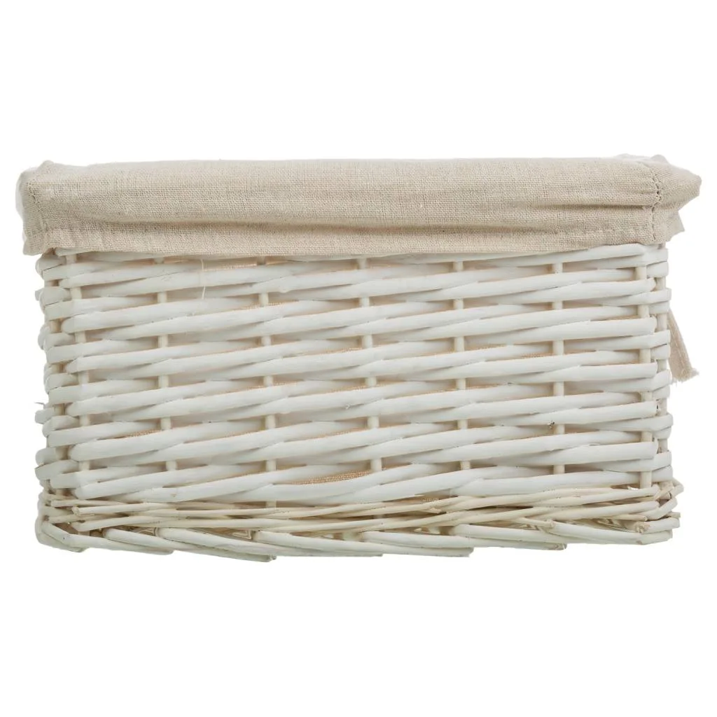 Set de 3 – cesto forrado de mimbre blanco — Foto 4