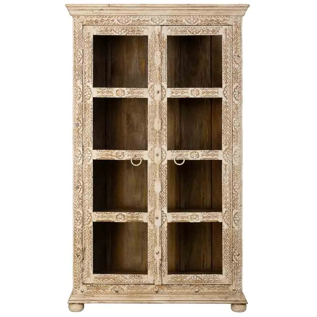 Vitrina tallada artesanal de madera beige — Foto 2