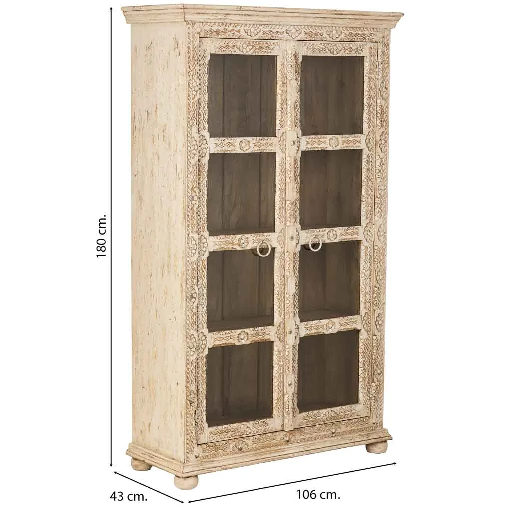 Vitrina tallada artesanal de madera beige — Foto 3